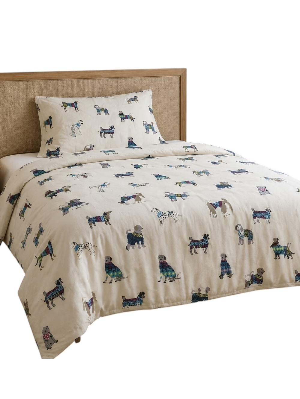 The Company Store Dog Print Cotton Sheet Set With One Pillowcase Queen Size